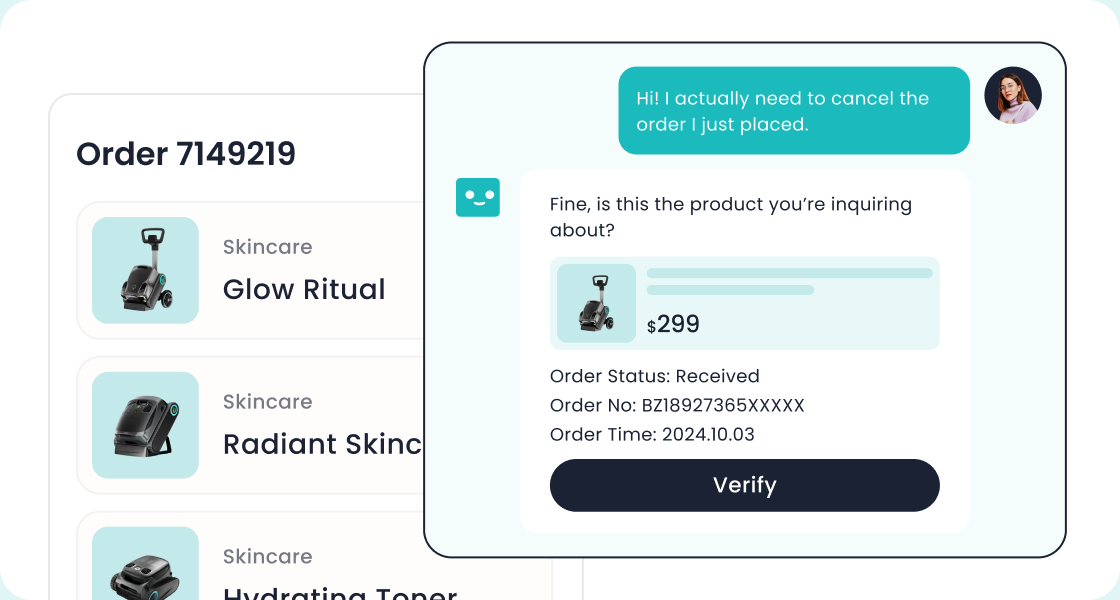 Customer inquiry demo with order lookup and chat