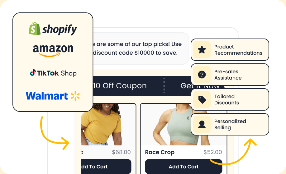 Tailored product recommendation demo with coupons and product cards