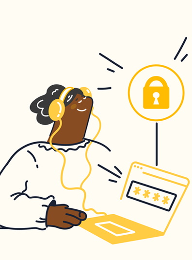 Agents role illustration with headset and laptop