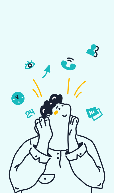 Customer role illustration with omnichannel service icons