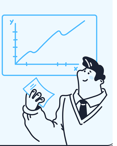 Managers role illustration with data analytics chart