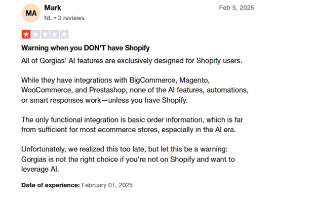 Gorgias over-focused on ecommerce