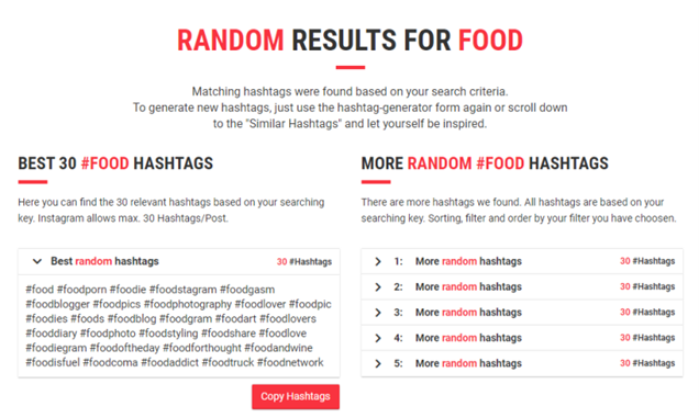 Instagram hashtag filter
