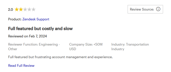 costly and slow Zendesk