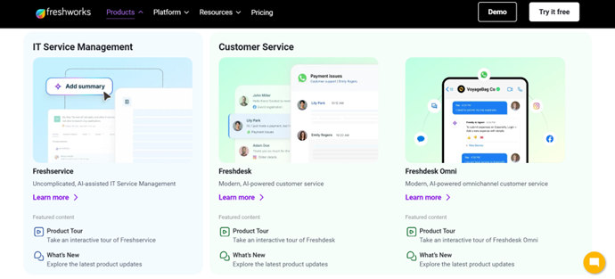 Freshworks product ecosystem
