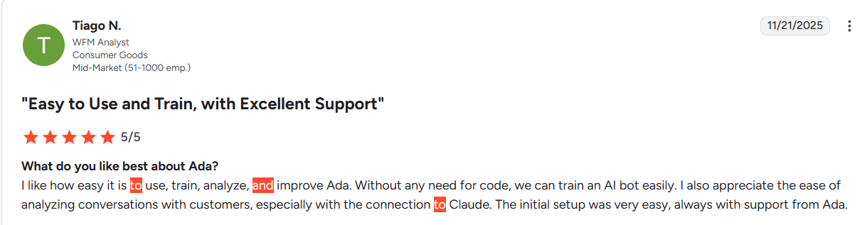 Ada strong AI training and optimization