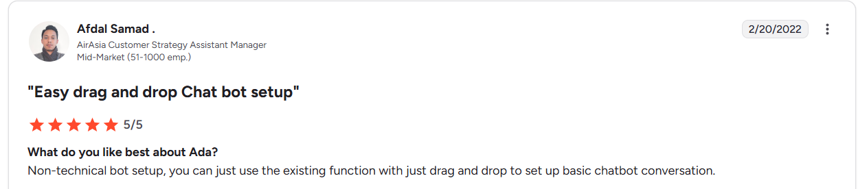 Ada smooth initial setup