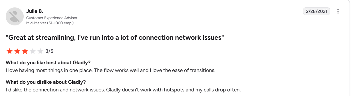 Gladly connectivity and call issues
