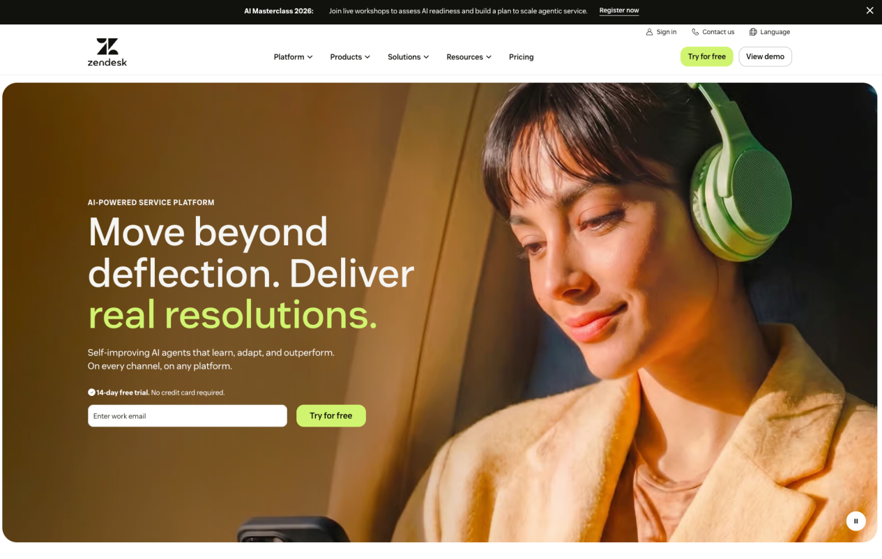 Zendesk AI customer service software interface