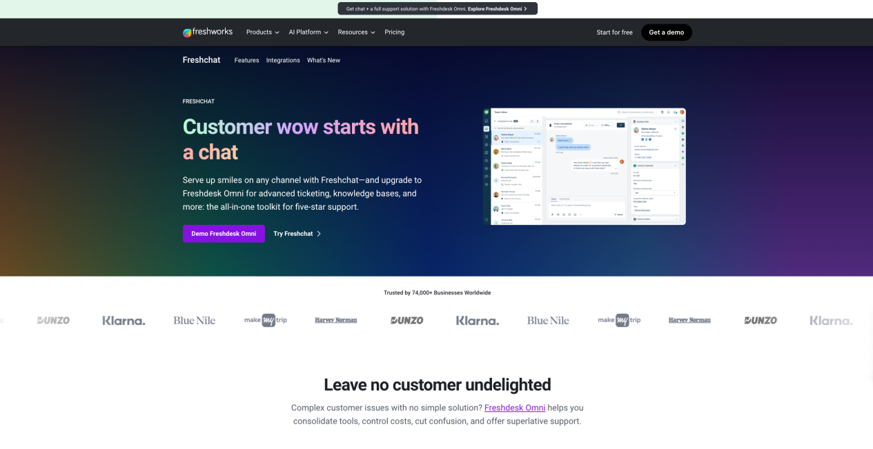 Freshworks/Freshchat: for an existing Freshworks service stack