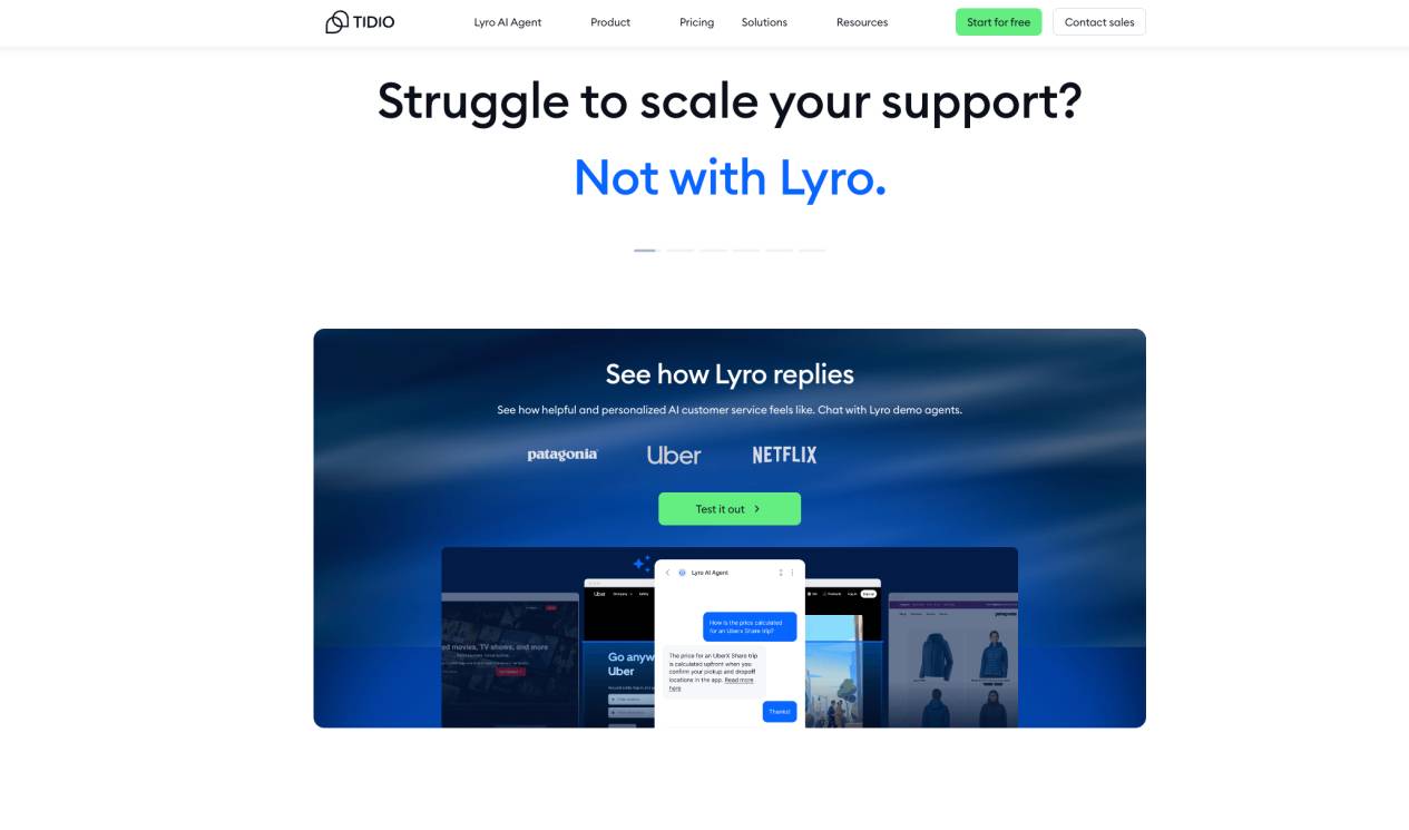 Tidio Lyro AI agent scaling customer support