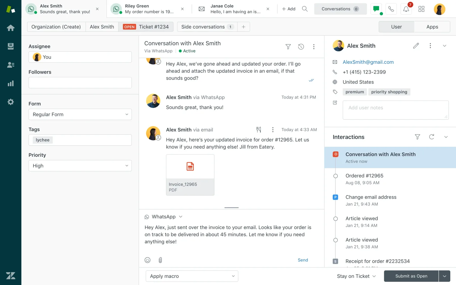 Zendesk Agent Workspace interface