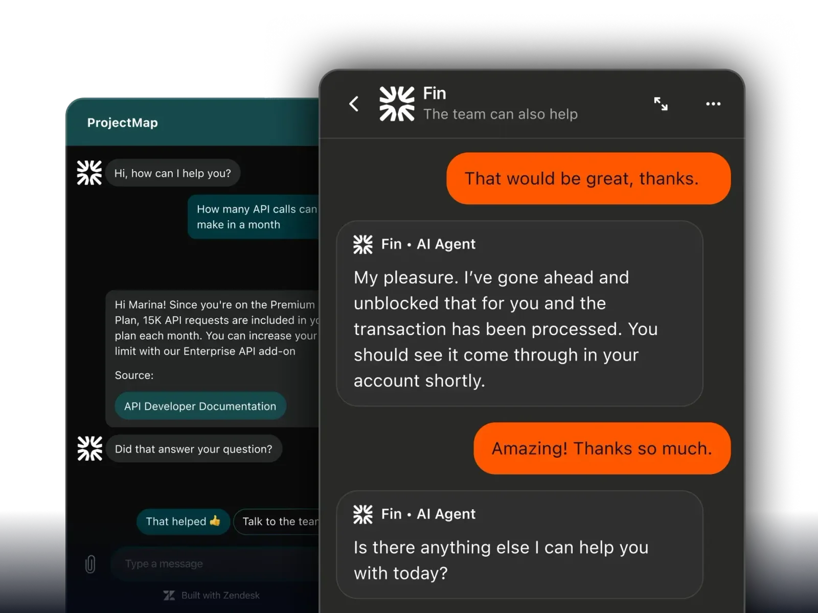 Intercom Fin AI agent interface