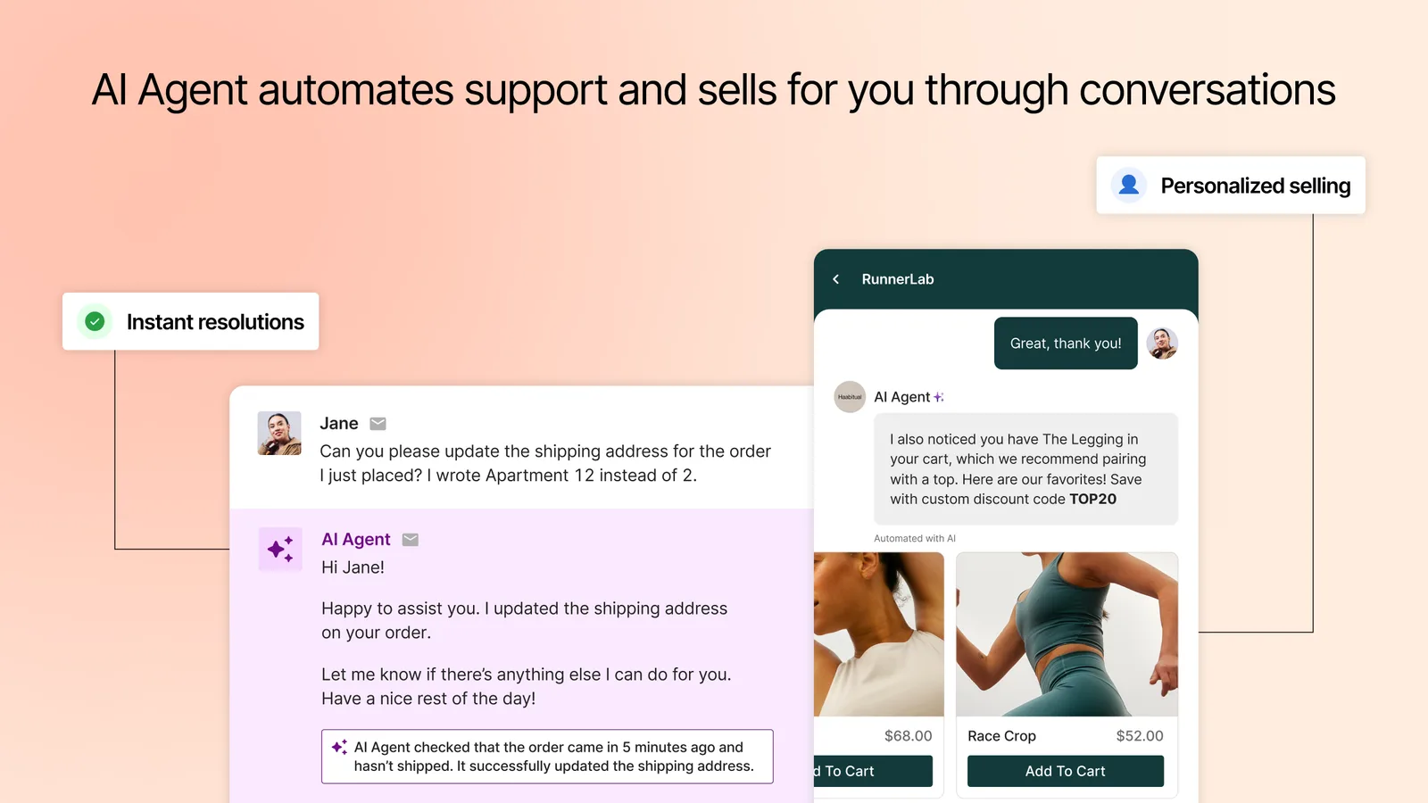 Gorgias AI Agent ecommerce support interface