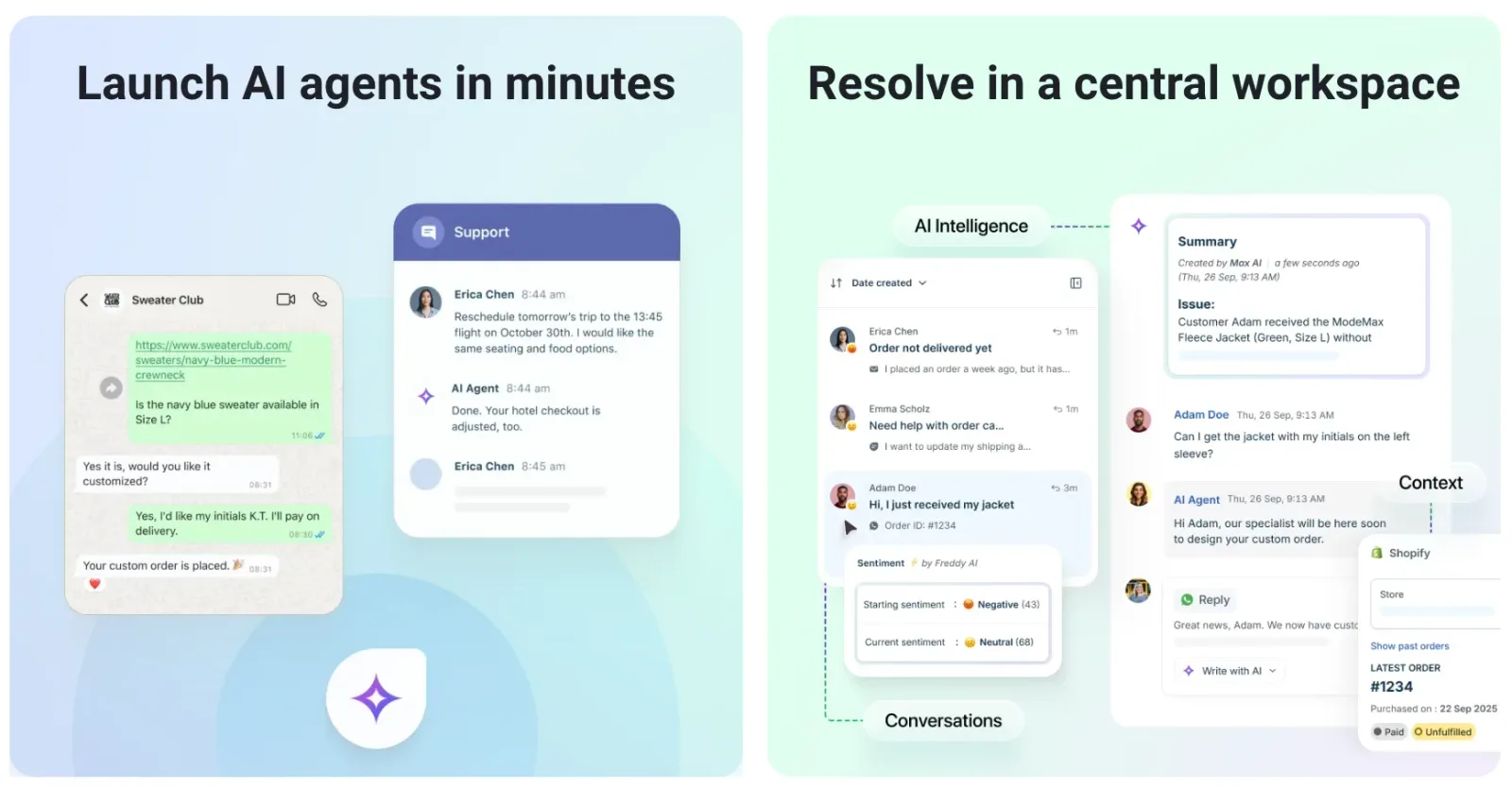 Freshdesk customer-support workspace overview