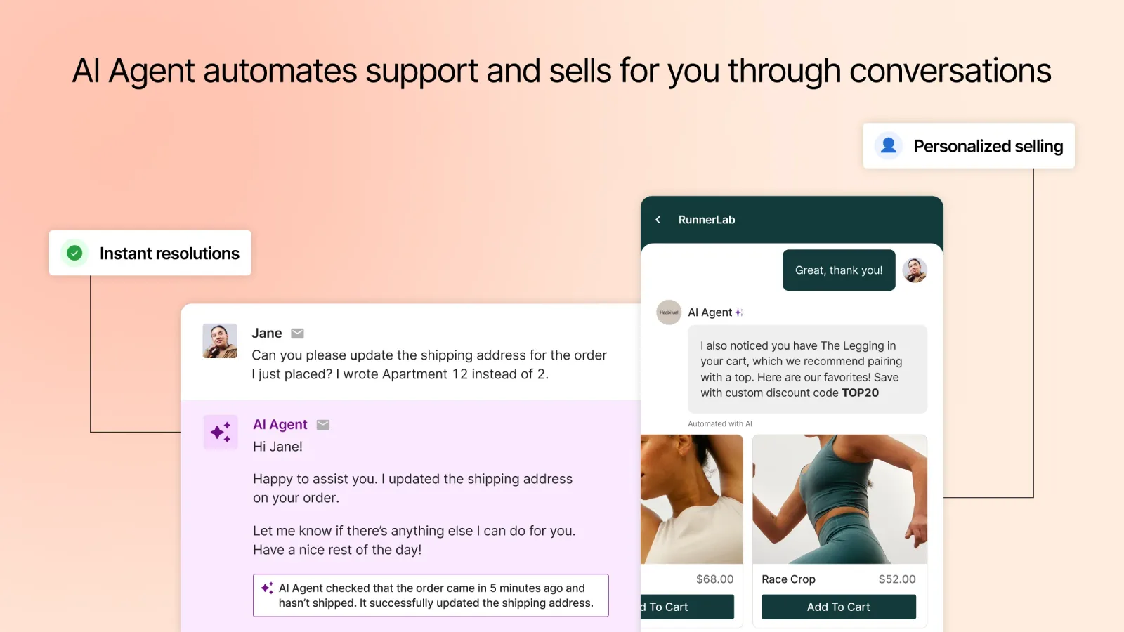 Gorgias AI Agent ecommerce support interface