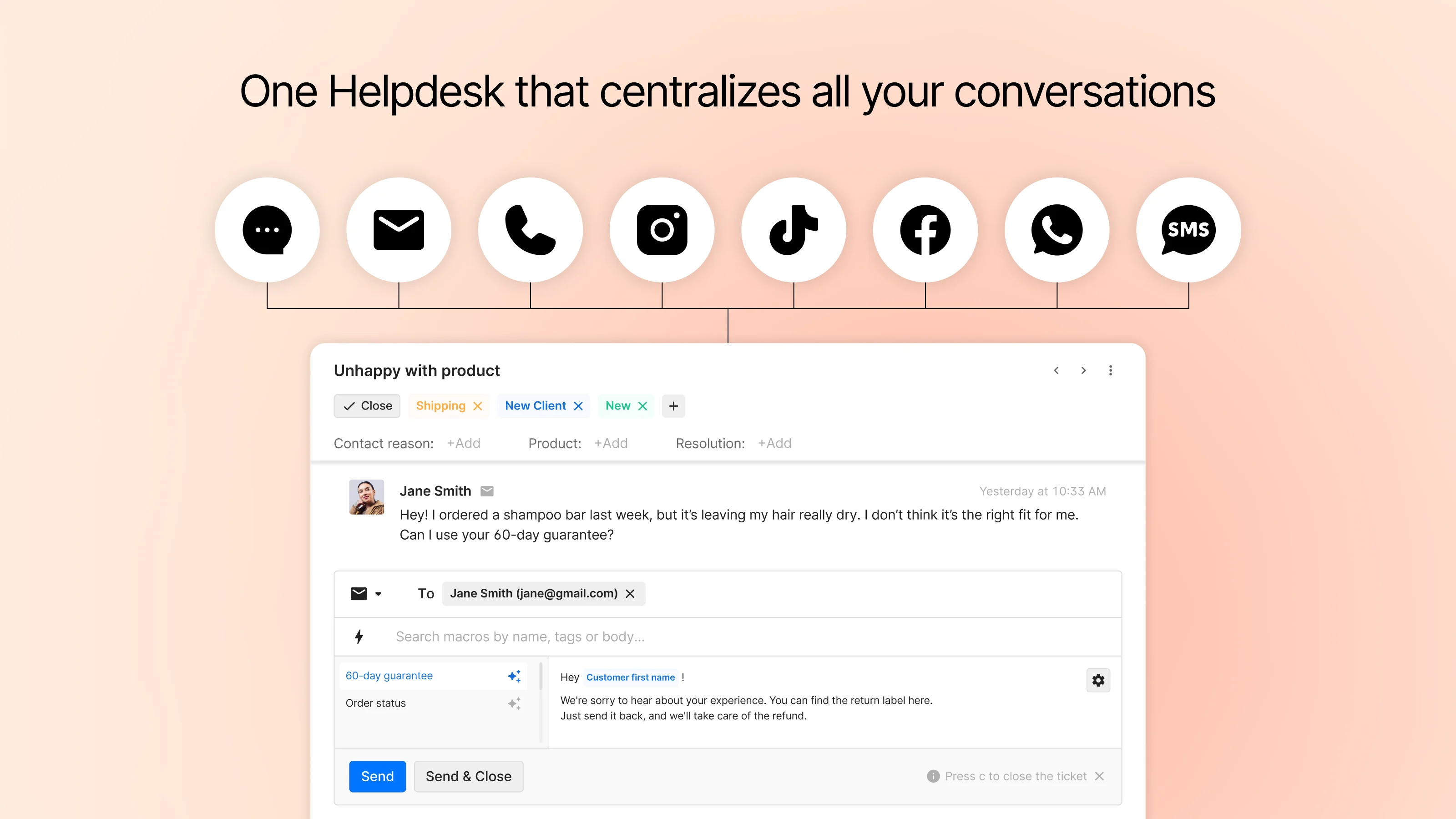 Gorgias unified helpdesk workspace for ecommerce conversations