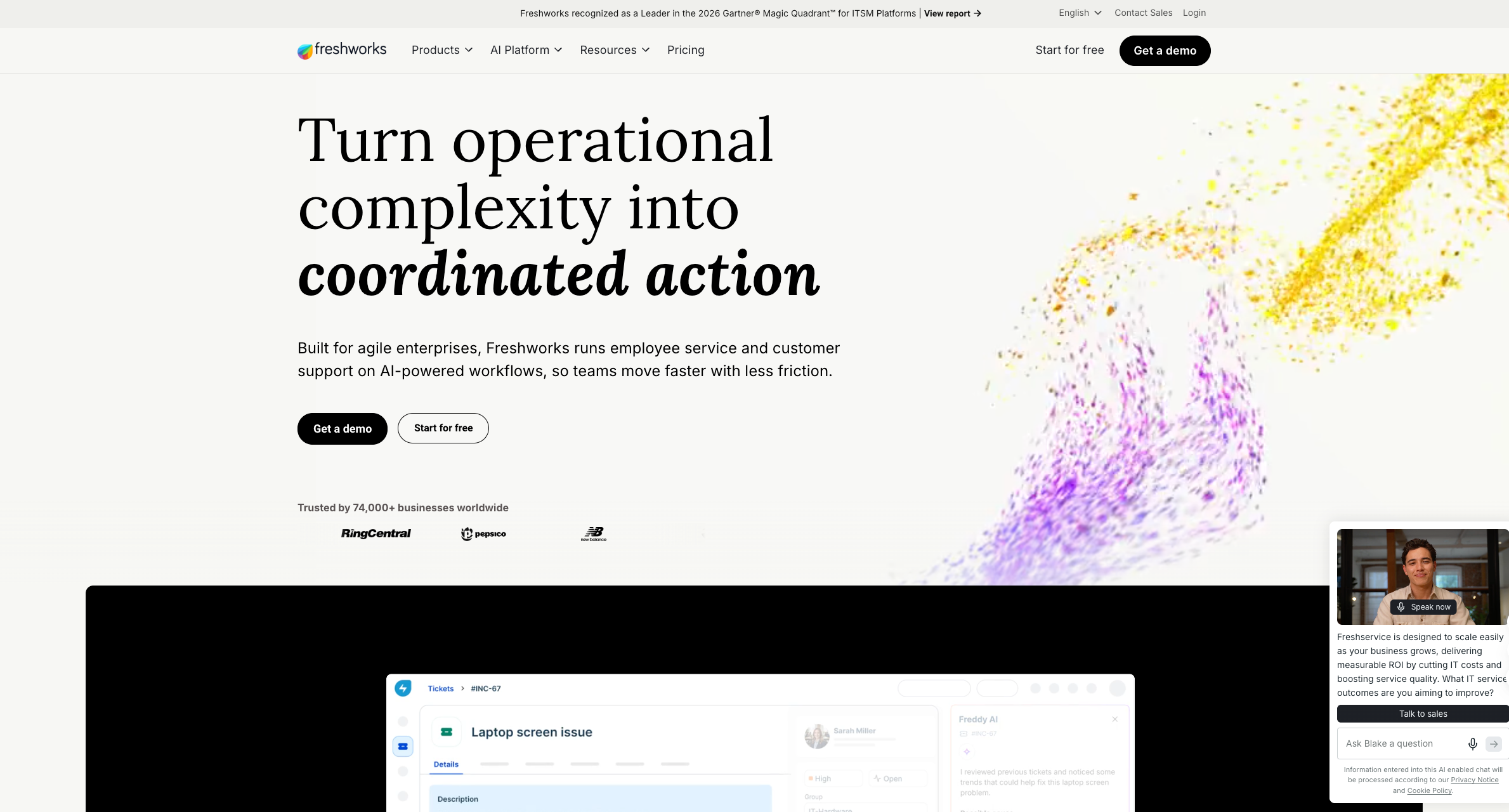 Freshworks Freddy AI Agent customer service and ticketing platform