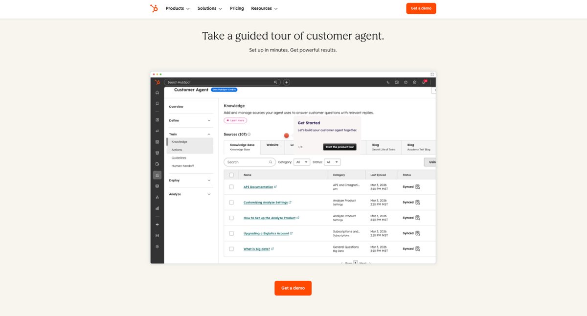 HubSpot Breeze Customer Agent knowledge setup