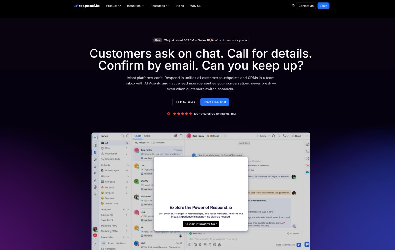 Respond.io messaging conversations