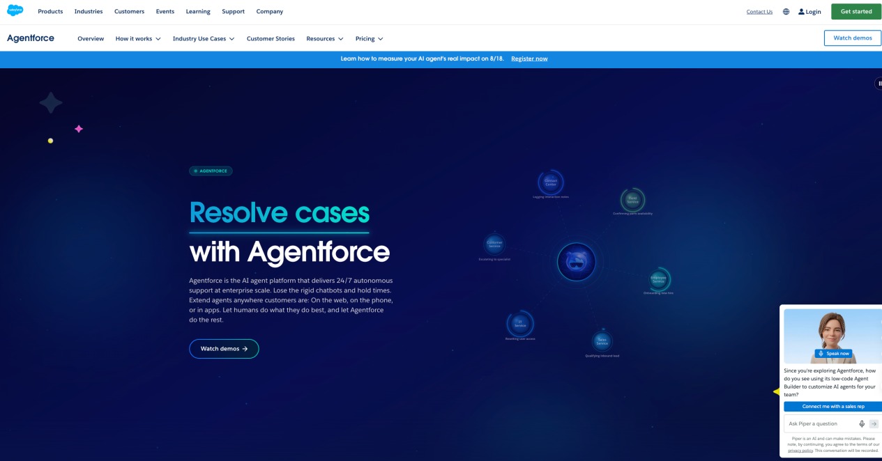 Salesforce Agentforce autonomous support case resolution