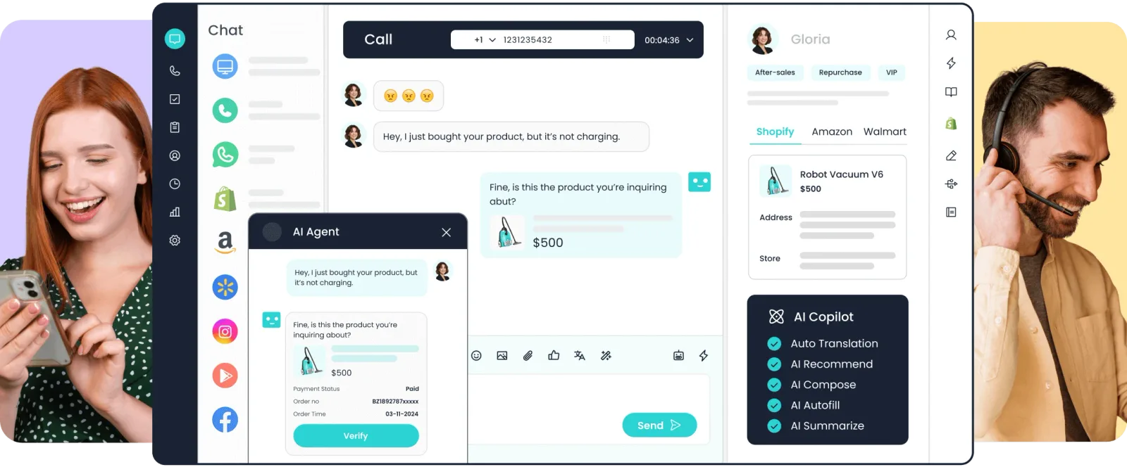 Sobot all-in-one AI contact center interface
