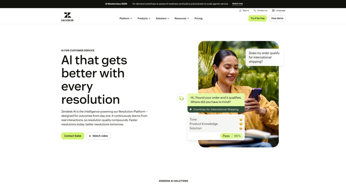 Zendesk AI customer service interface