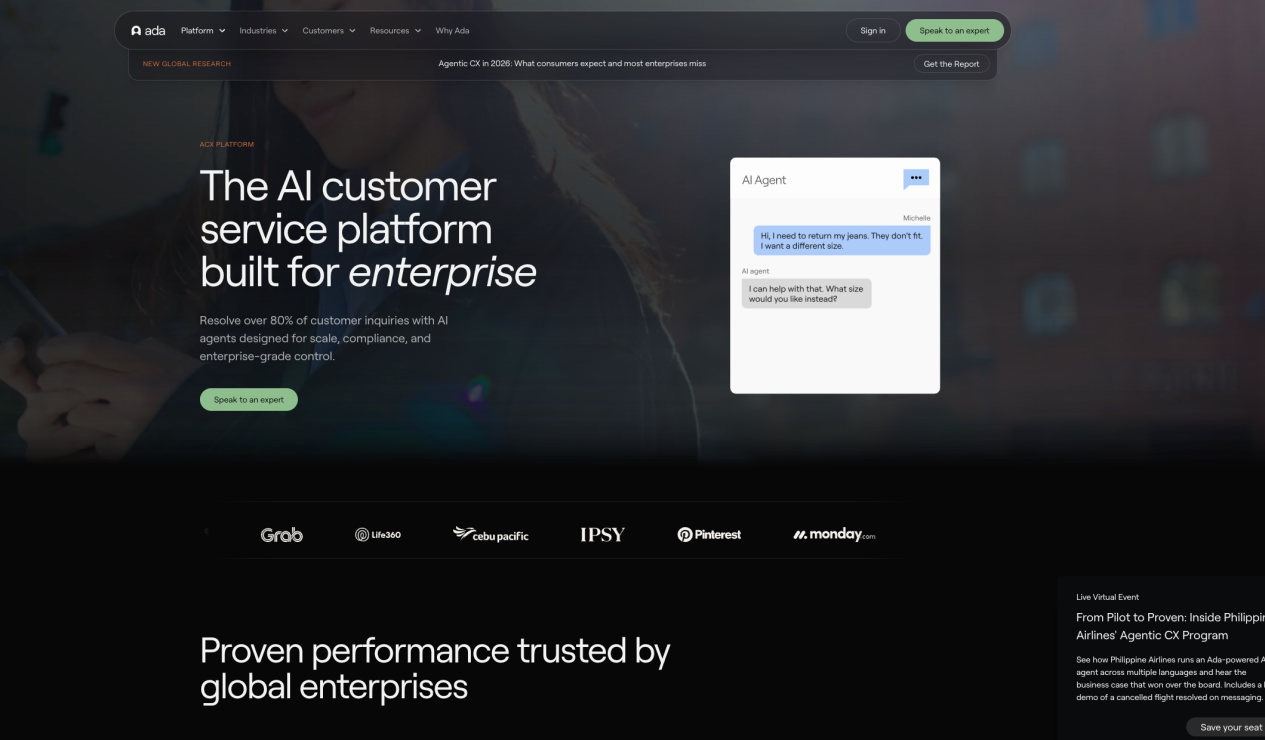 Ada enterprise AI agent platform adding a dedicated automation layer on top of an existing support stack.