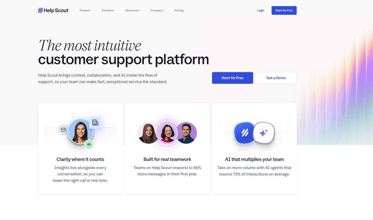 Help Scout shared inbox with Docs knowledge base and AI assistance for small and midsize support teams.