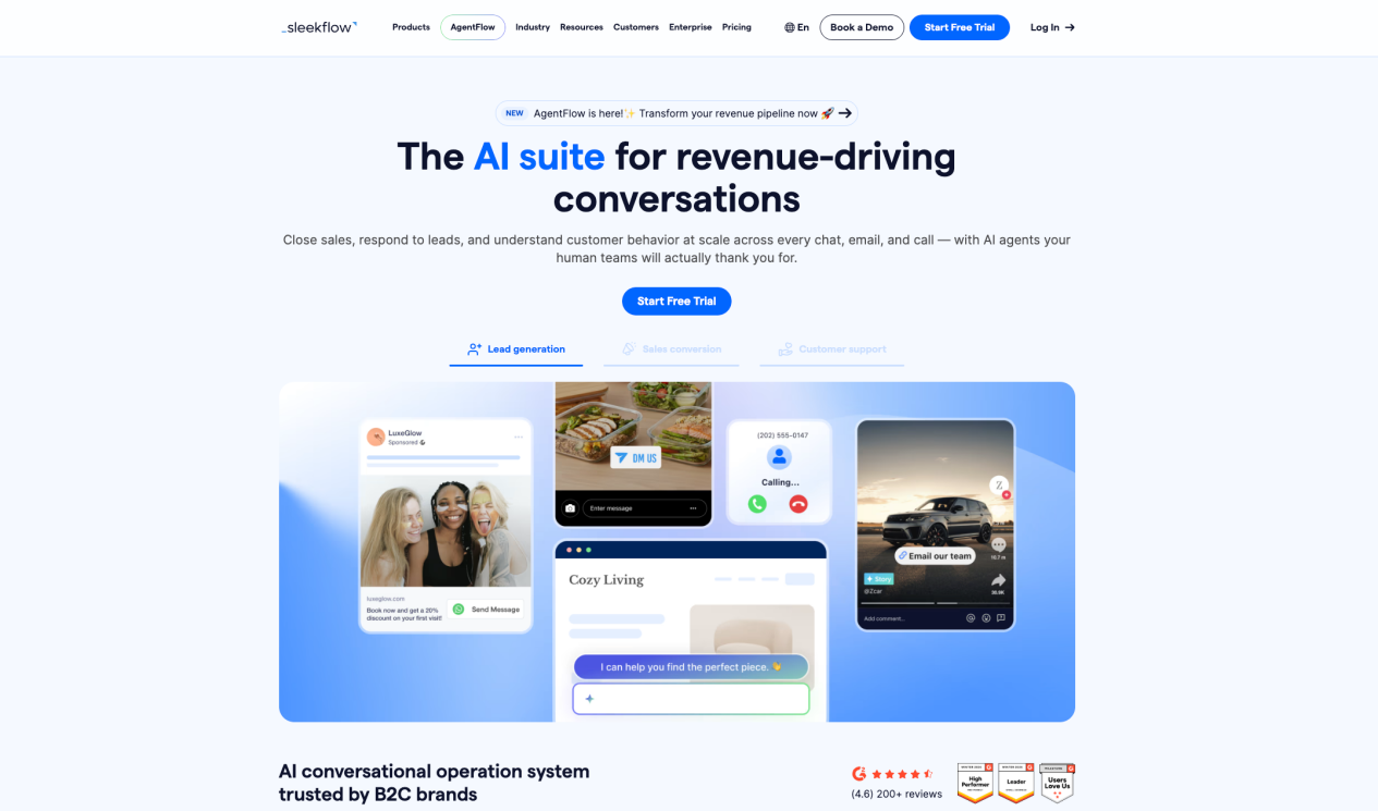 SleekFlow omnichannel messaging and conversational commerce workspace for WhatsApp-led retail and service teams.
