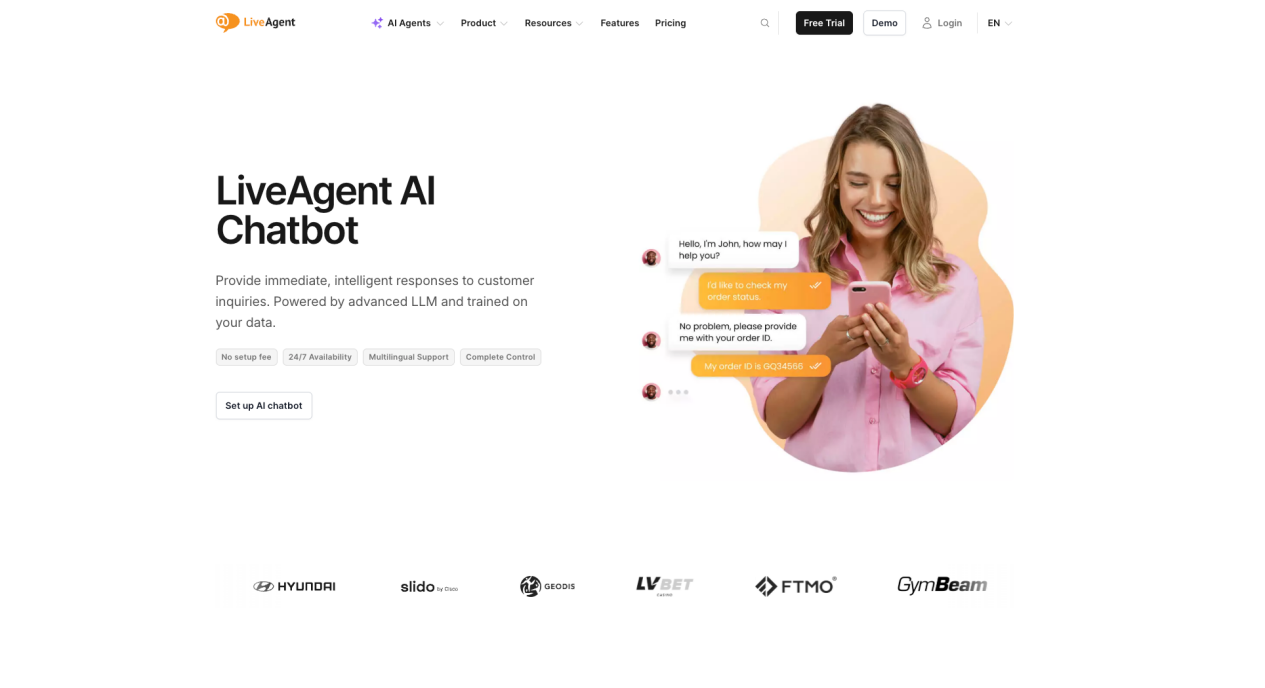 LiveAgent AI chatbot for help-desk conversational automation