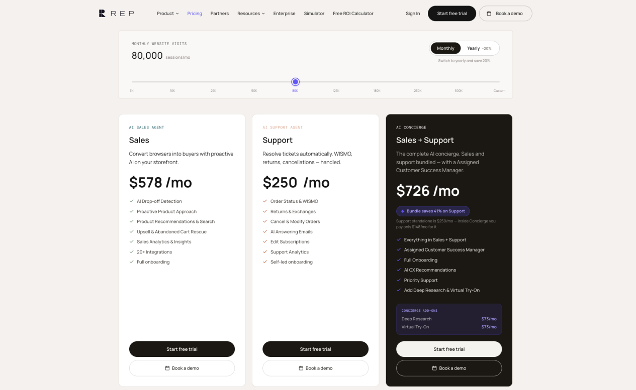 Rep AI commerce agent blending product discovery with support