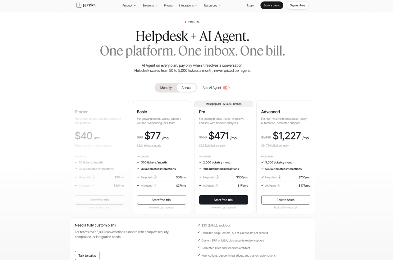 Gorgias ecommerce helpdesk with AI Agent for Shopify stores