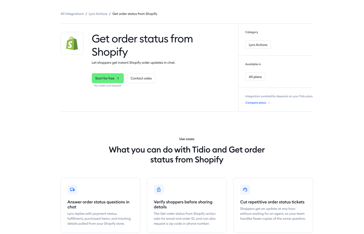 Tidio Lyro AI agent chat for Shopify stores