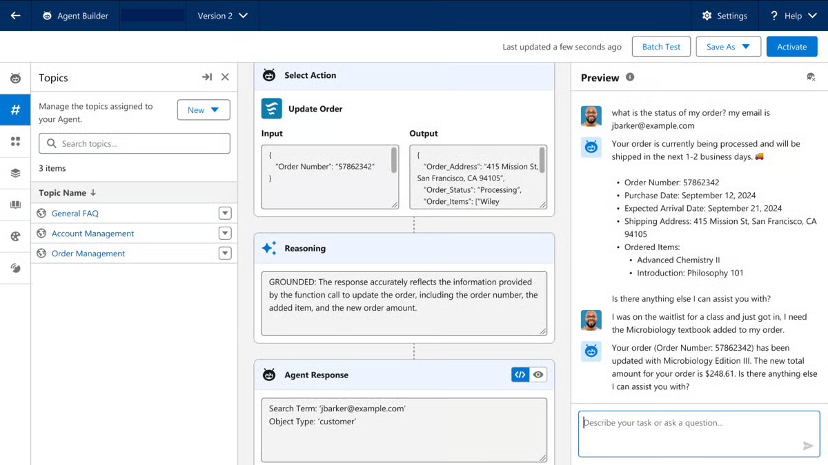 Salesforce Agentforce Service Agent inside Salesforce workflows