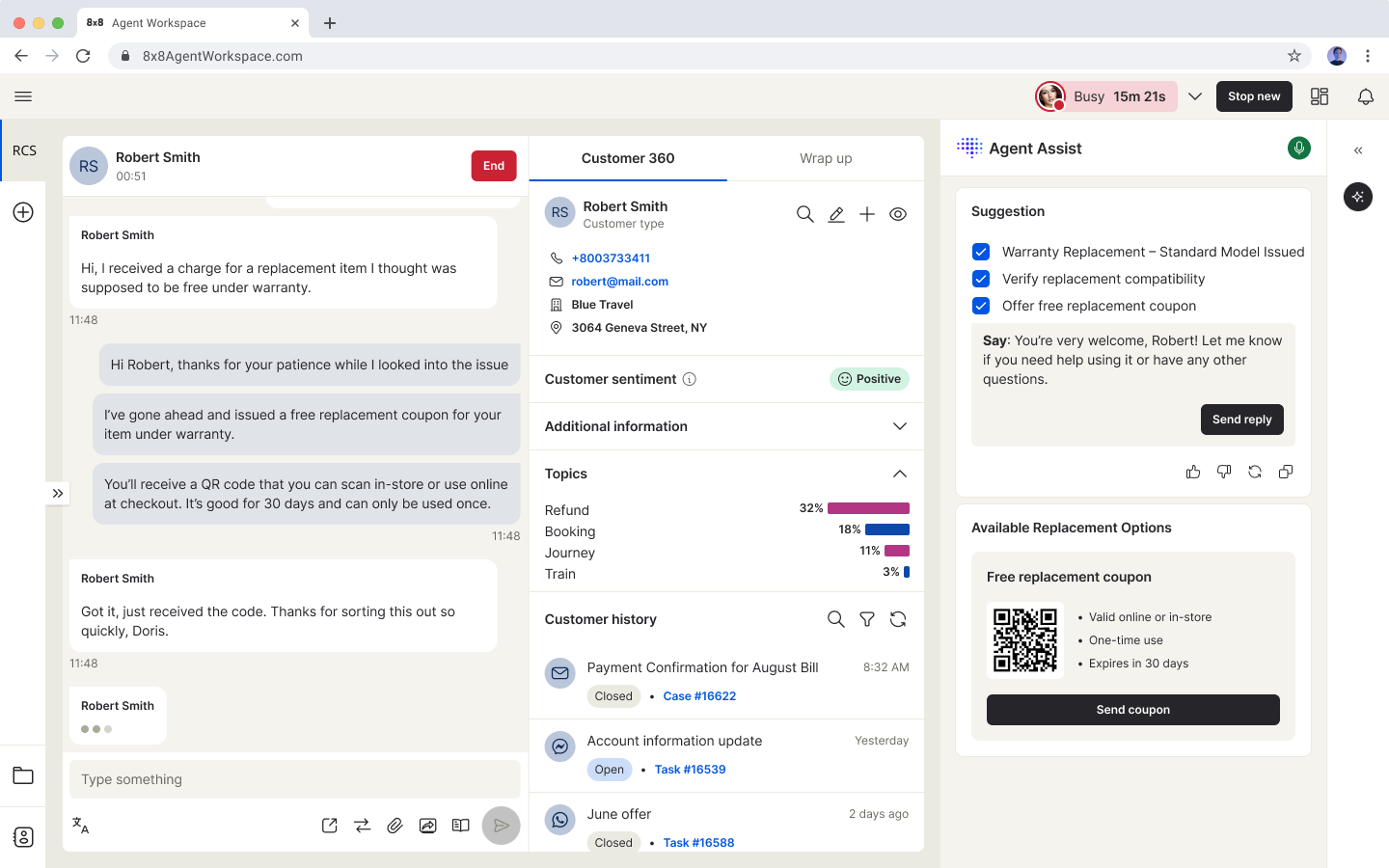 8x8 Smart Assist In Agent Workspace